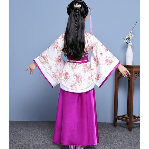 Chinese folk dance costumes for kids children hanfu traditional princess kimono fairy tang dynasty  cosplay performance dress